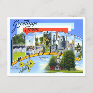 Maryland Vintage Große Buchstaben Postkarte