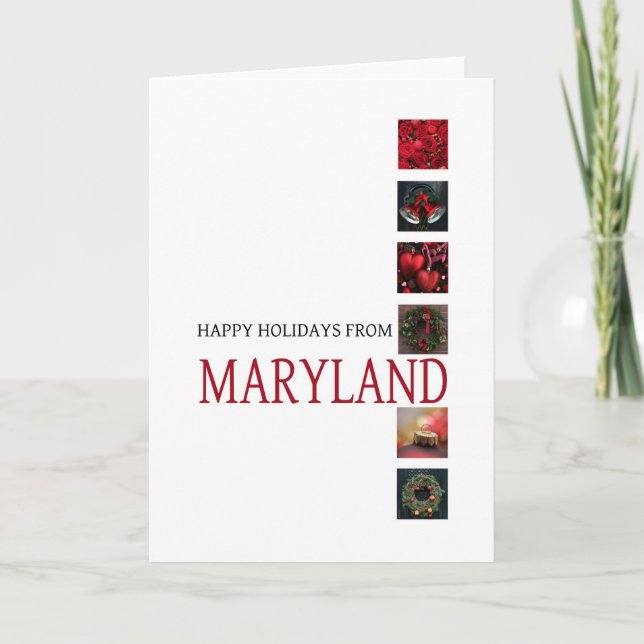 Maryland Weihnachtskarte mit Ornamenten Feiertagskarte (Vorderseite)