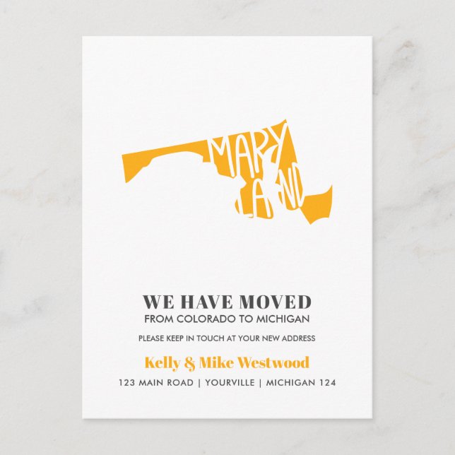 MARYLAND Wir haben neue Adresse Neue Zuhause versc Postkarte (Vorderseite)