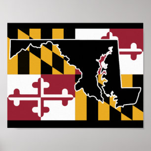 Marylandflaggen-/-Staatsplakat - Schwarzes Poster