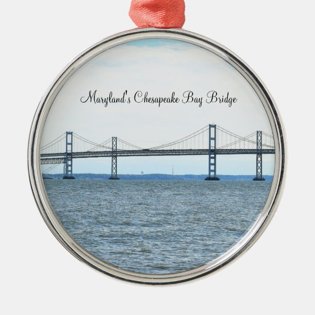 Maryland's Chesapeake Bay Bridge Ornament Aus Metall (Vorne)