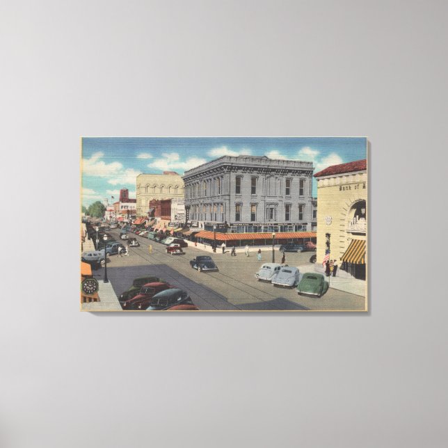 Marysville, Kalifornien Town View of D Street Leinwanddruck (Vorderseite)