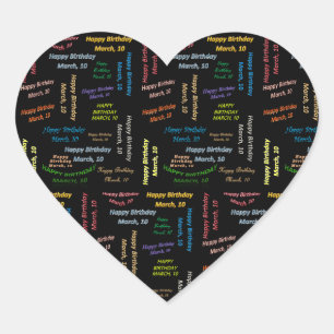 März, 10 Geburtstagsaufkleber Herz-Aufkleber