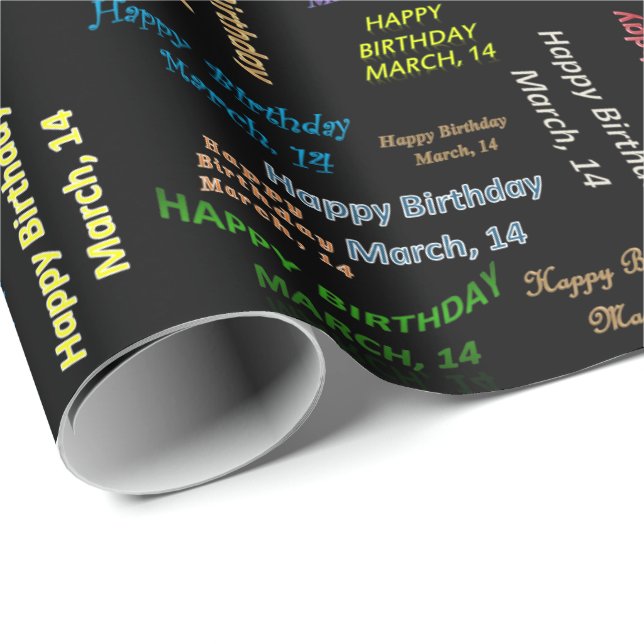 März, 14 Geburtstag Geschenkpapier (Rolleneckpunkt)
