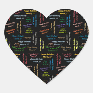 März, 17 Geburtstagsaufkleber Herz-Aufkleber