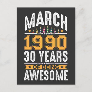 März 1990 30 Jahre alt 30. Geburtstagsfeier Postkarte
