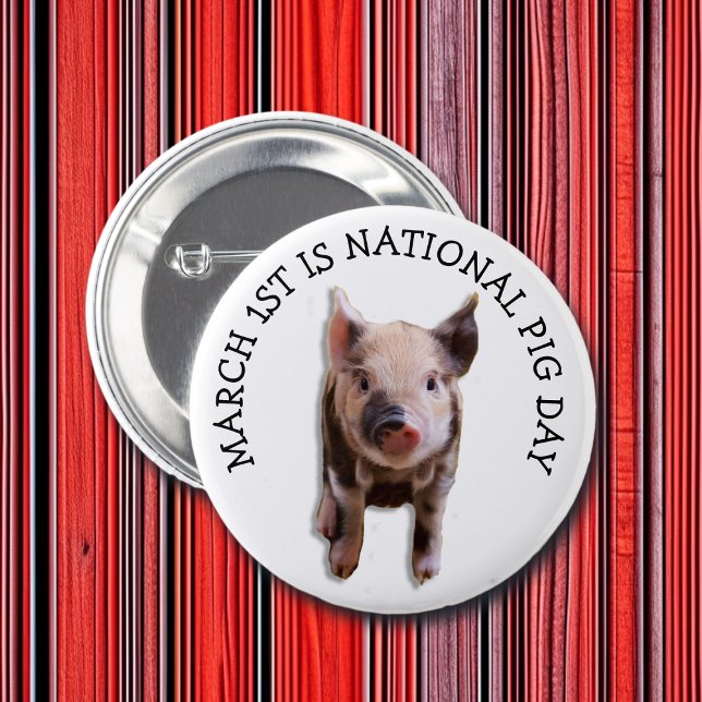 März 1. National Pig Day Funny Holidays Button (Von Creator hochgeladen)