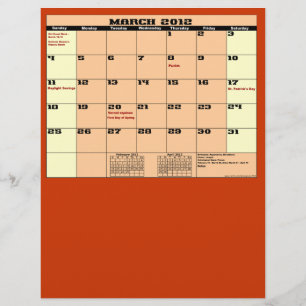 März. 2012 Kalender 13 Monat Mehrzweck-Flyer. Flyer