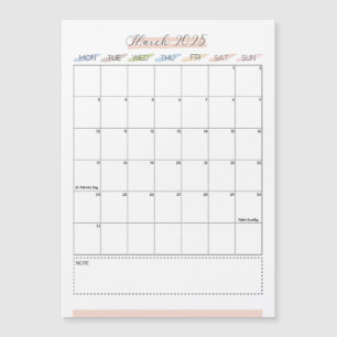 März 2025 Magnetkalender Magnetkarte