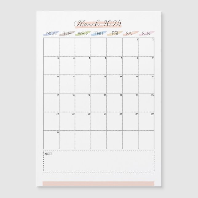 März 2025 Magnetkalender Magnetkarte (Vorderseite)