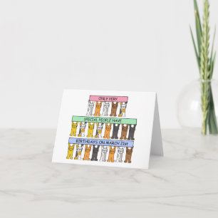 März 21. Geburtstag Cartoon Katzen Karte