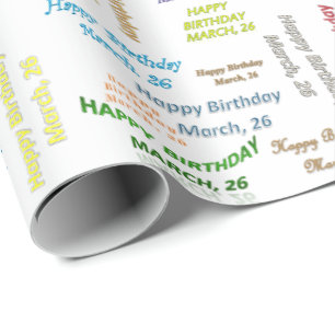 März, 26 Geburtstag Geschenkpapier