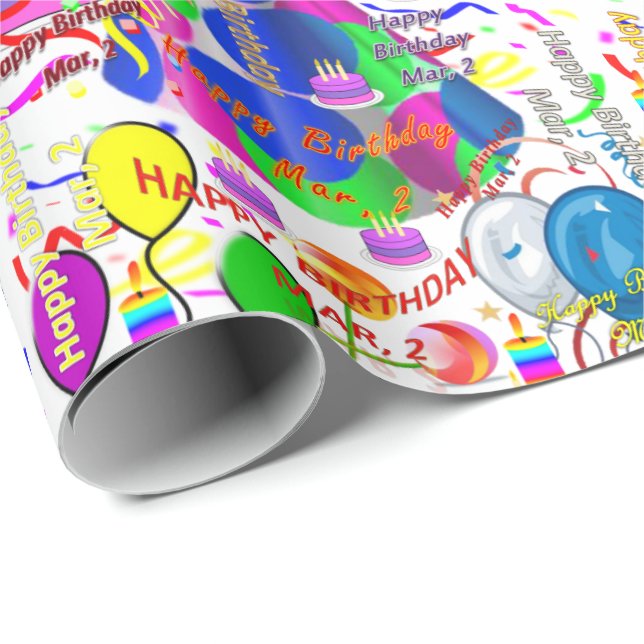 März, 2 Geburtstagsgeschenkpapier Geschenkpapier (Rolleneckpunkt)