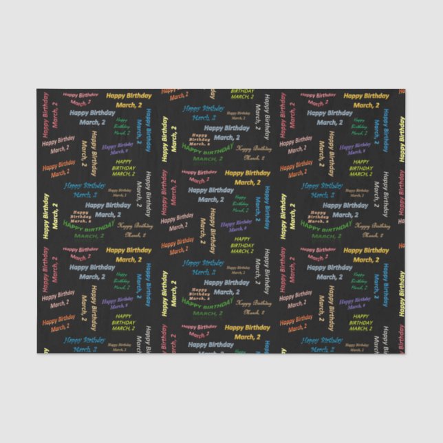 März, 2 Geburtstagsgetuchpapier Seidenpapier (Vorderseite)