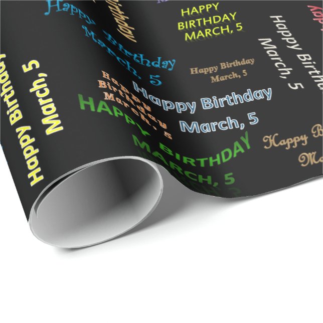 März, 5 Geburtstag Geschenkpapier (Rolleneckpunkt)