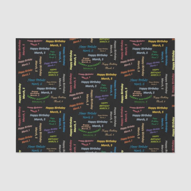 März, 5 Geburtstagsgetuchpapier Seidenpapier (Vorderseite)