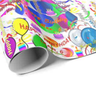 März, 6 Geburtstagsgeschenkpapier Geschenkpapier