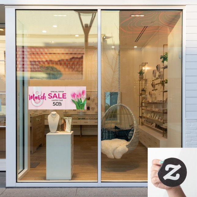 März 8. Frauentag Verkauf Rosengeschäft Fensteraufkleber (Schaufenster)