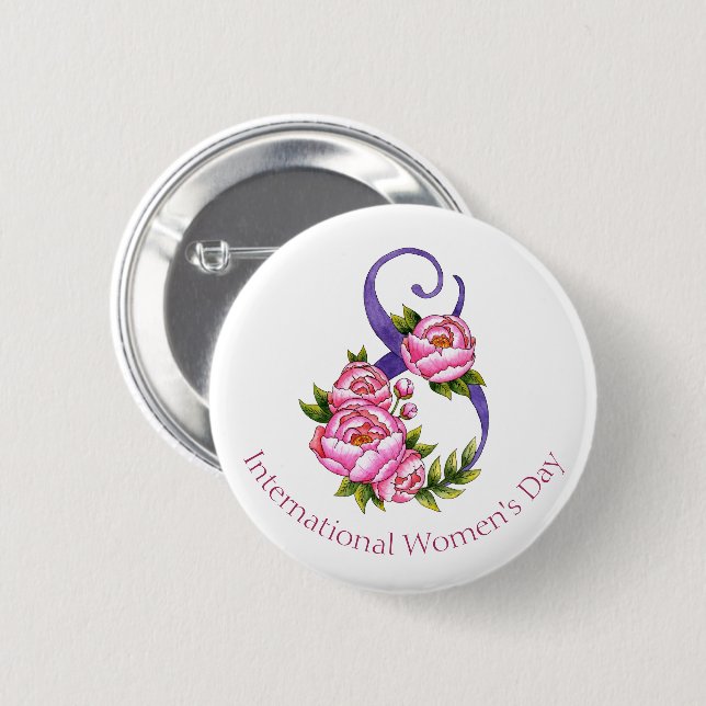März 8. Internationaler Frauentag Button (Vorne & Hinten)