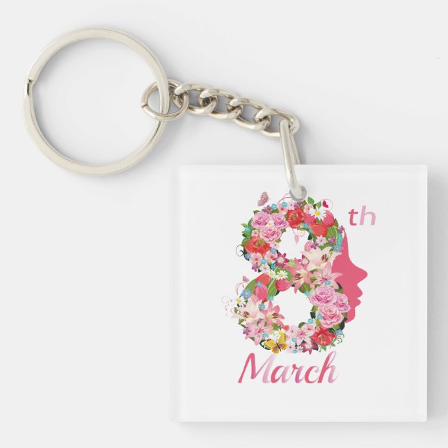März 8. Internationaler Frauentag Schlüsselanhänger (Vorderseite)