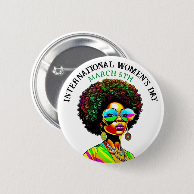 März 8 ist der Internationale Frauentag Button (Vorne & Hinten)