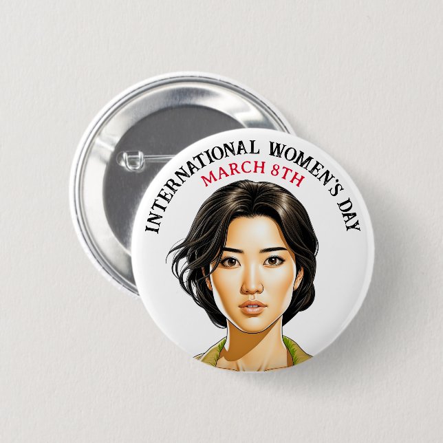 März 8 ist der Internationale Frauentag Button (Vorne & Hinten)