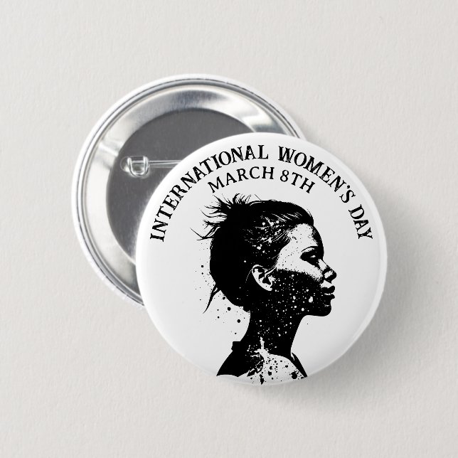 März 8 ist der Internationale Frauentag Button (Vorne & Hinten)