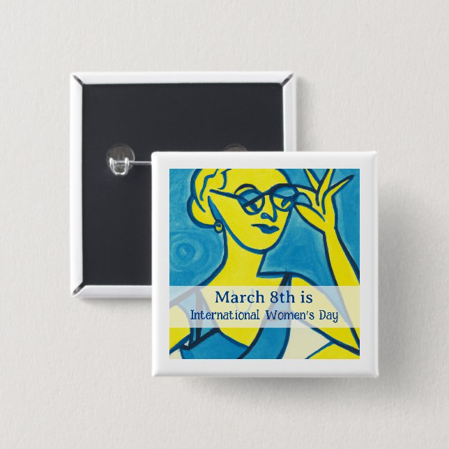 März 8 ist der Internationale Frauentag Button (Vorne & Hinten)