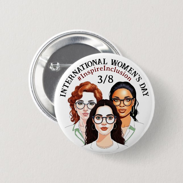 März 8 ist der Internationale Frauentag Button (Vorne & Hinten)