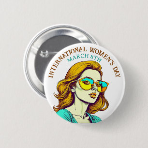 März 8 ist der Internationale Frauentag Button