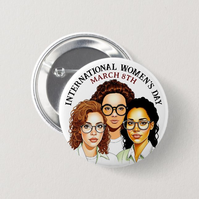 März 8 ist der Internationale Frauentag Button (Vorne & Hinten)