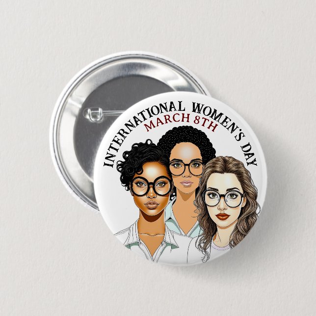 März 8 ist der Internationale Frauentag Button (Vorne & Hinten)