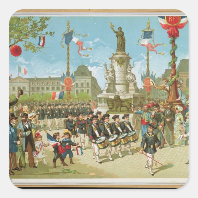 März am Place de la Republique Quadratischer Aufkleber (Vorderseite)
