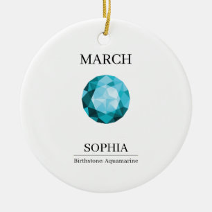 März Aquamarin Personalisierter Geburtstag Keramik Ornament