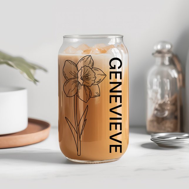 März Birth Blume affodil mit Individuelle Name Dosenglas (Von Creator hochgeladen)