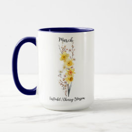 März Birth Blume Daffodil and Cherry Blossom Tasse