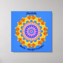 März Birth Blume Personalisiert Mandala Zen Art Leinwanddruck