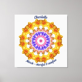 März Birth Blume Personalisiert Mandala Zen Art Leinwanddruck
