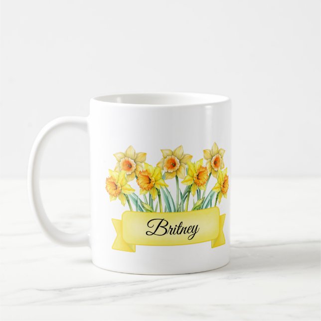 März Birth Blume Personalisierte affodische Tasse (Links)