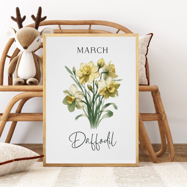 März Birth Month Daffodil Floral Poster (Von Creator hochgeladen)