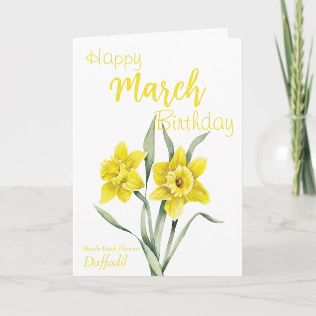 März Birthday Daffodil Birth Blume Karte (Vorderseite)