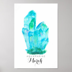 März Birthstone - Aquamarine Wasserfarbe   Poster