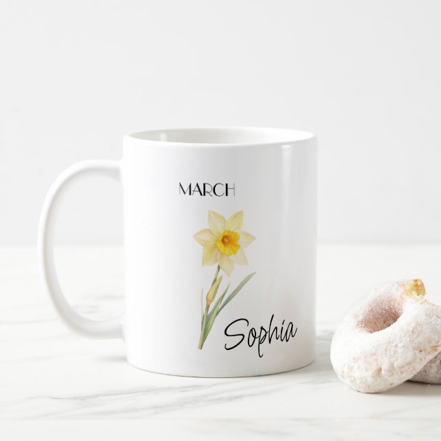 März Blume Personalisiert Kaffeetasse (Mit Donut)