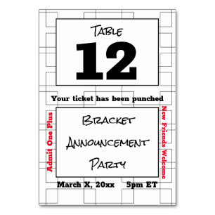 März Bracket Basketball Ankündigung Party Tischnummer
