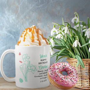 März Daffodil   Aquamarine Birthday Keepake Kaffeetasse