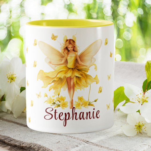 März Daffodil Birth Month Blume Fairy Zweifarbige Tasse (Von Creator hochgeladen)