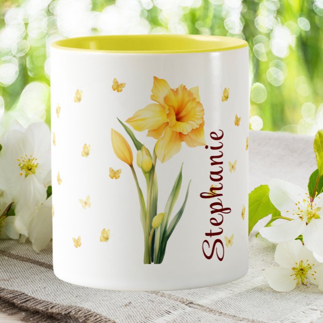 März Daffodil Birth Month Blume Zweifarbige Tasse (Von Creator hochgeladen)