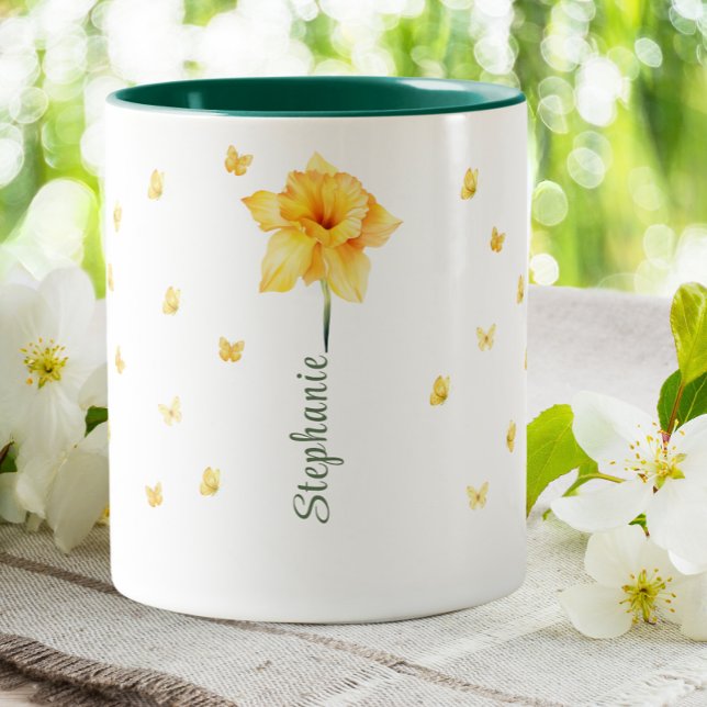März Daffodil Birth Month Blume Zweifarbige Tasse (Von Creator hochgeladen)