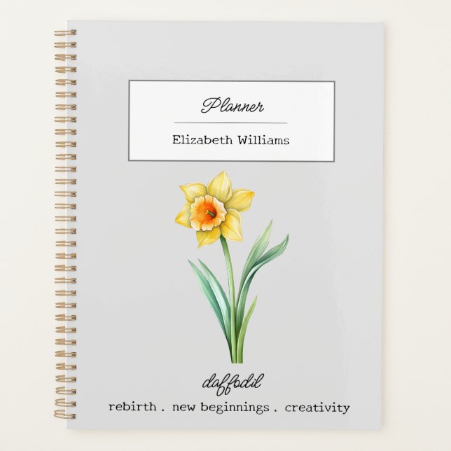 MÄRZ DAFFODIL GEBURTH BLUME PERSONALISIERT PLANER (Vorderseite)