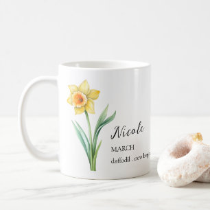 MÄRZ DAFFODIL GEBURTSTAG BLUME MONTH NAME GIFT KAFFEETASSE